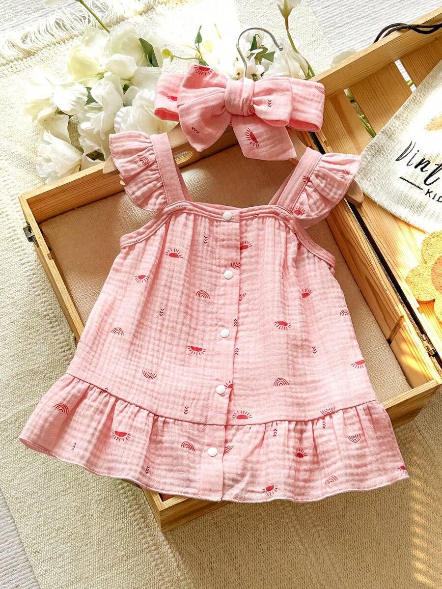 Newborn Girl Casual Chic Dress - Sleeveless Summer Vintage Style