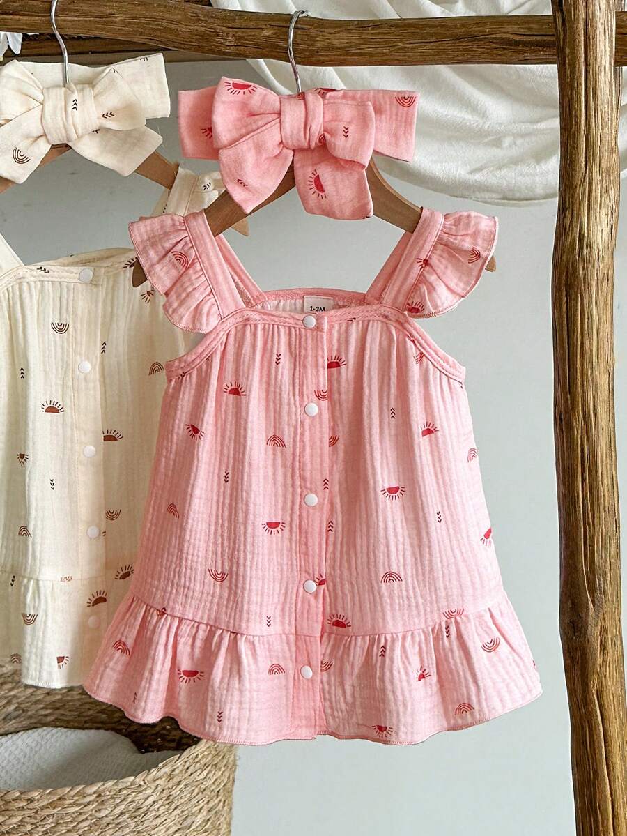 Newborn Girl Casual Chic Dress - Sleeveless Summer Vintage Style
