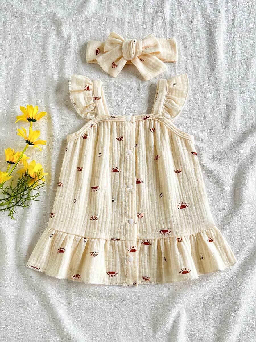 Newborn Girl Casual Chic Dress - Sleeveless Summer Vintage Style