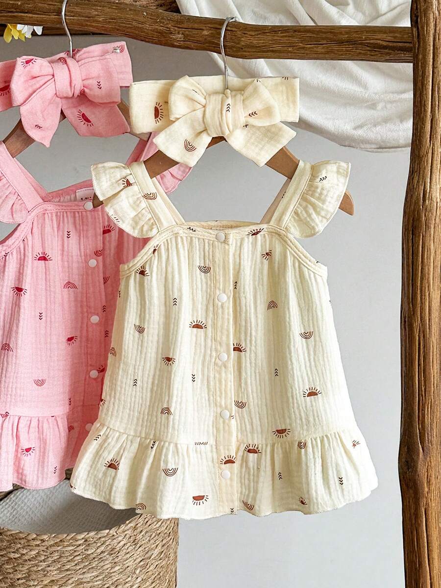 Newborn Girl Casual Chic Dress - Sleeveless Summer Vintage Style