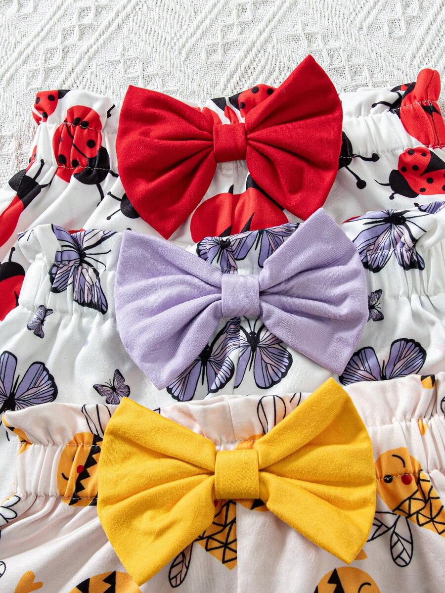 Playful Multicolor Outfit Set For Baby Girls With Ruffle Sleeve Cami Top