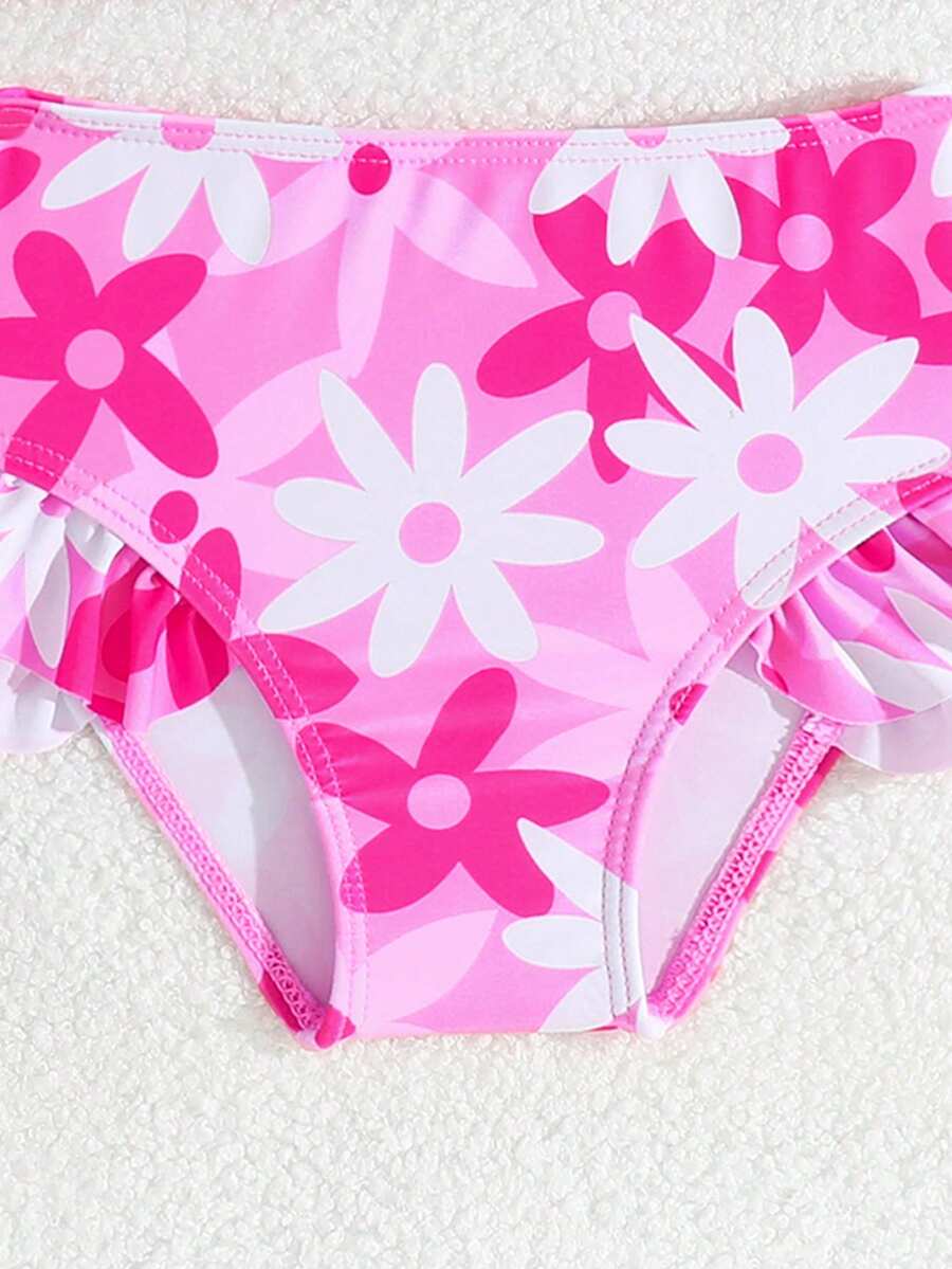 Baby Girls Leopard Print Bikini Set With Ruffle Trim Cute Summer Swimwear