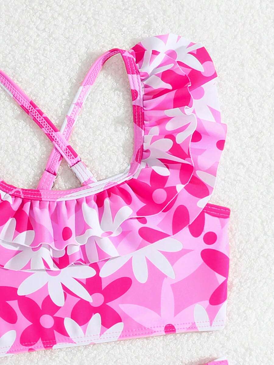 Baby Girls Leopard Print Bikini Set With Ruffle Trim Cute Summer Swimwear
