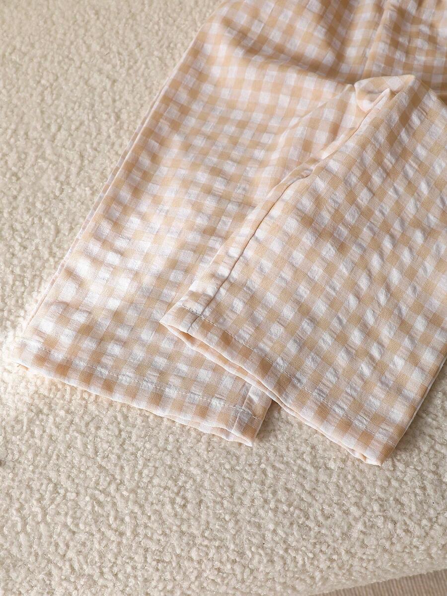 3D Floral T Shirt And Plaid Pants Set For Baby Girls Casual Cute Outfit