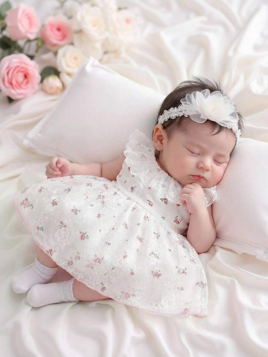 Baby Lace Collar Mesh Dress for Spring and Summer Celebrations and Photoshoots