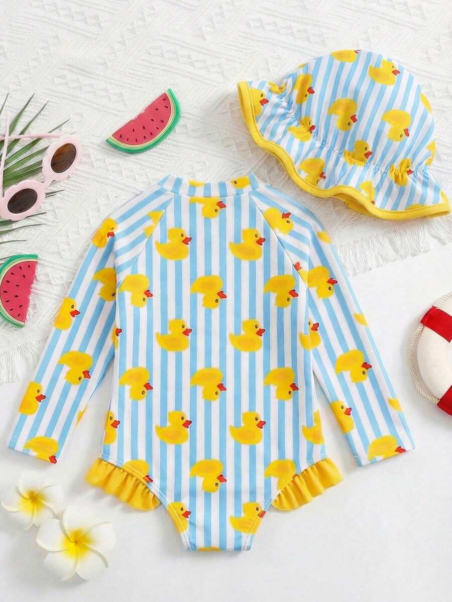 Cute Daisy And Strawberry Swimwear For Kids Girls Summer Vacation Wear