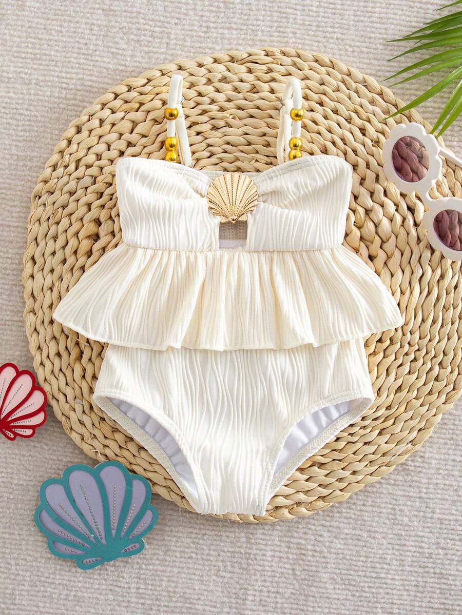 Baby Girls Minimalist Spaghetti Strap One Piece Swimsuit Casual Summer Beachwear