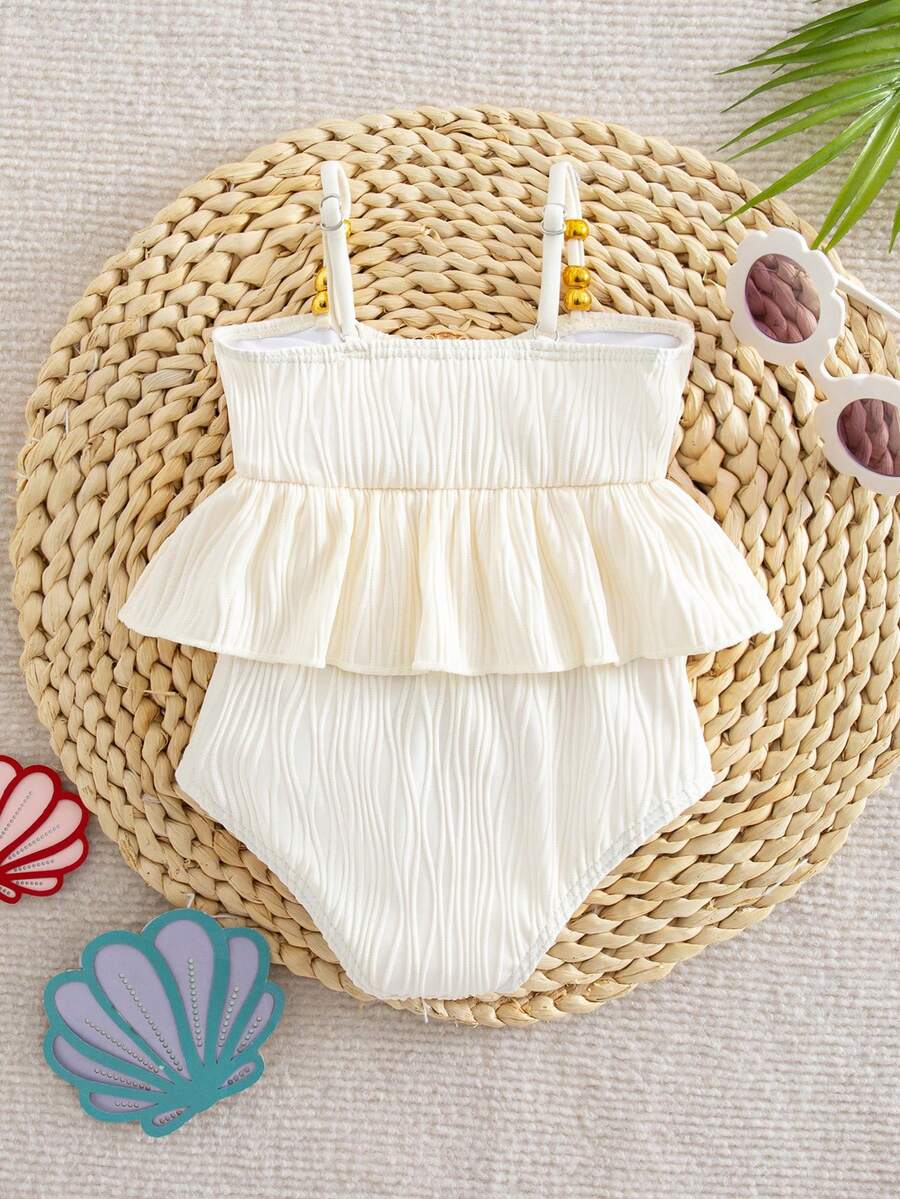 Baby Girls Minimalist Spaghetti Strap One Piece Swimsuit Casual Summer Beachwear