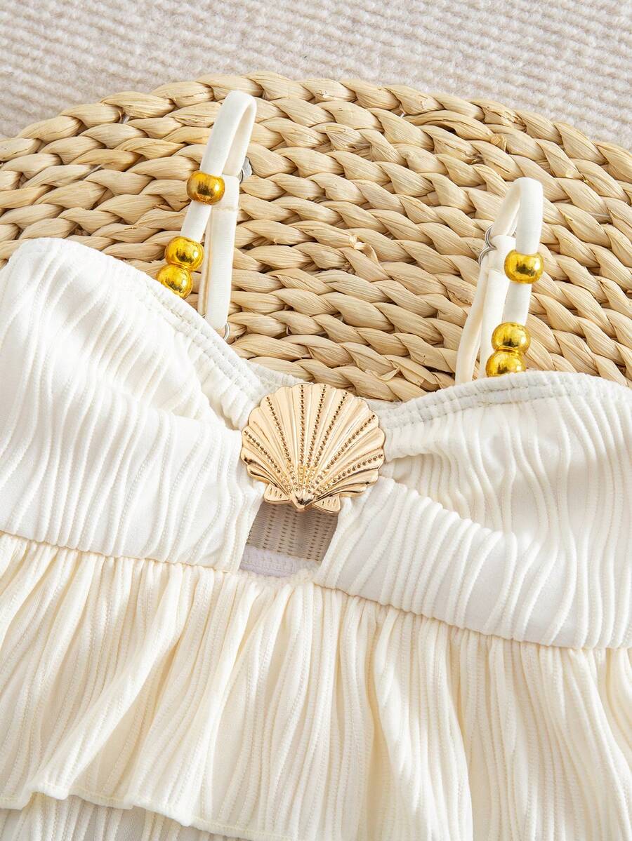 Baby Girls Minimalist Spaghetti Strap One Piece Swimsuit Casual Summer Beachwear