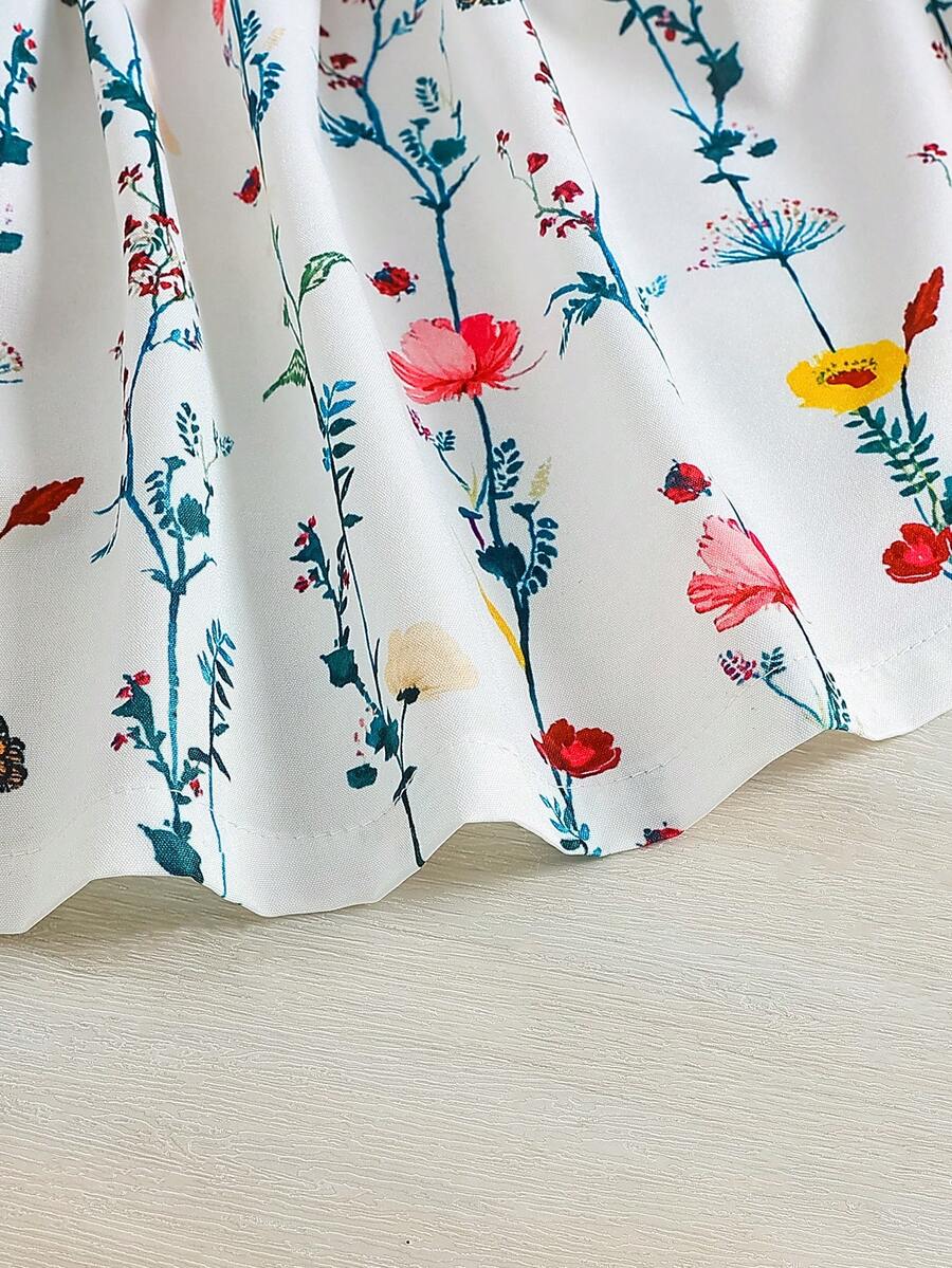 Toddler Girl 2pcs Casual Bee Print Sun Dress Set with Matching Bucket Hat - Comfortable Summer Clothes