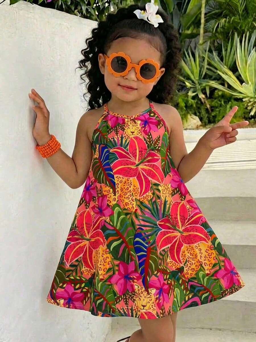 Toddler Girls Rainbow Stripe Sundress Loose Casual Beach Vacation Wear