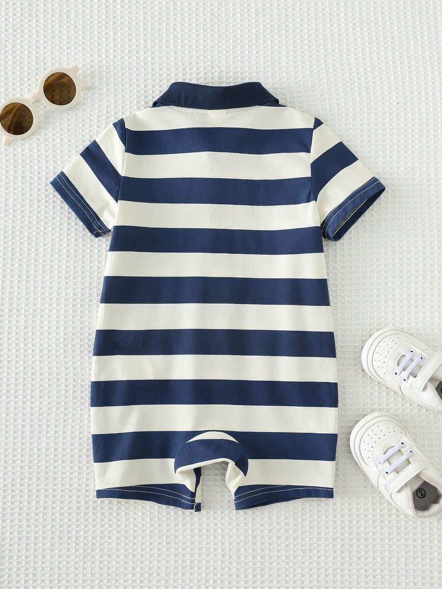 Baby Boy Plaid Short Sleeve Romper Formal Summer Outfit for Birthday Party Christening and Special Occasions