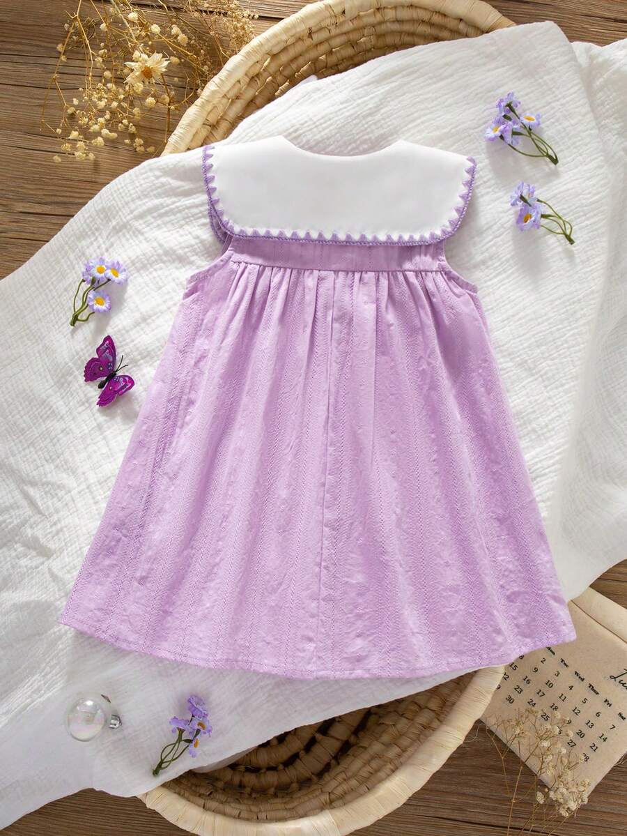 Ruffle Collar Floral Print Sleeveless Dress for Baby Girls