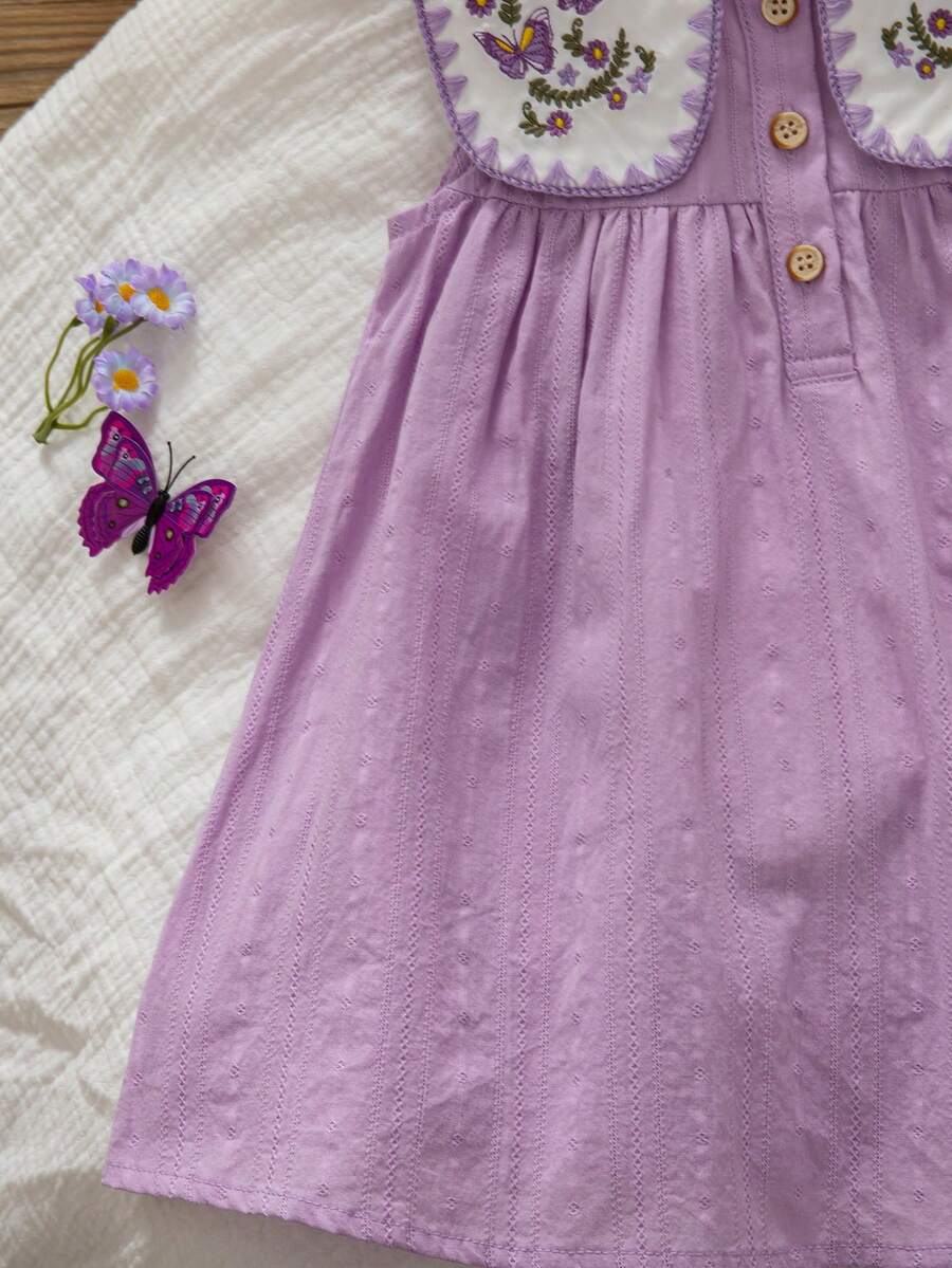 Ruffle Collar Floral Print Sleeveless Dress for Baby Girls
