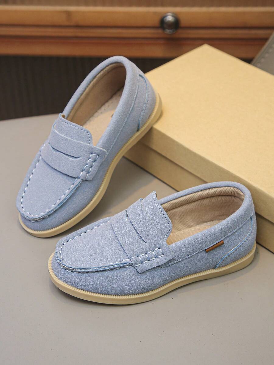 Kids Slip On Casual Loafers Retro Stitched Breathable Non Slip Flat Shoes for Spring Autumn