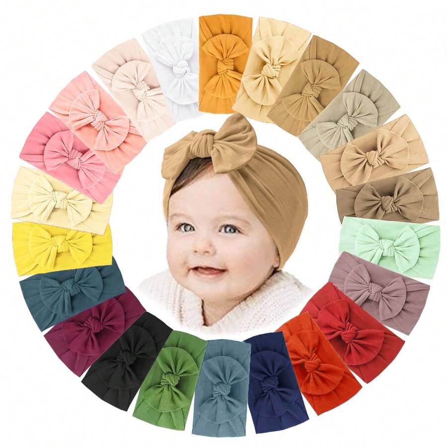 8pcs Handmade Baby Bow Headbands for Newborn and Toddler Daily Wear