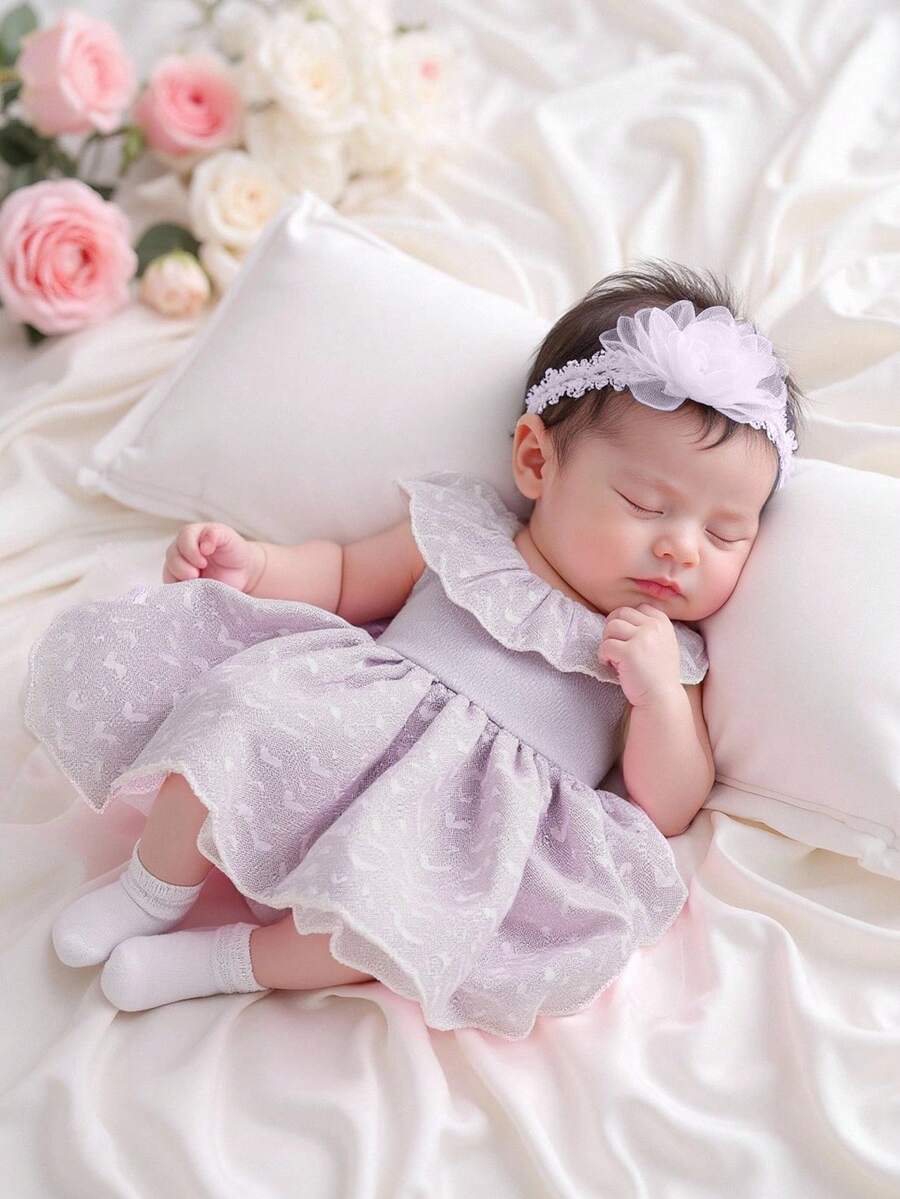 Baby Lace Collar Mesh Dress for Spring and Summer Celebrations and Photoshoots