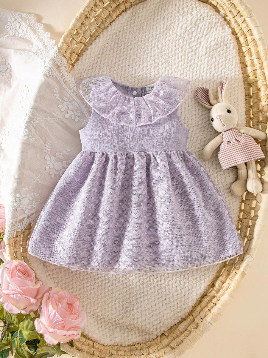 Baby Lace Collar Mesh Dress for Spring and Summer Celebrations and Photoshoots
