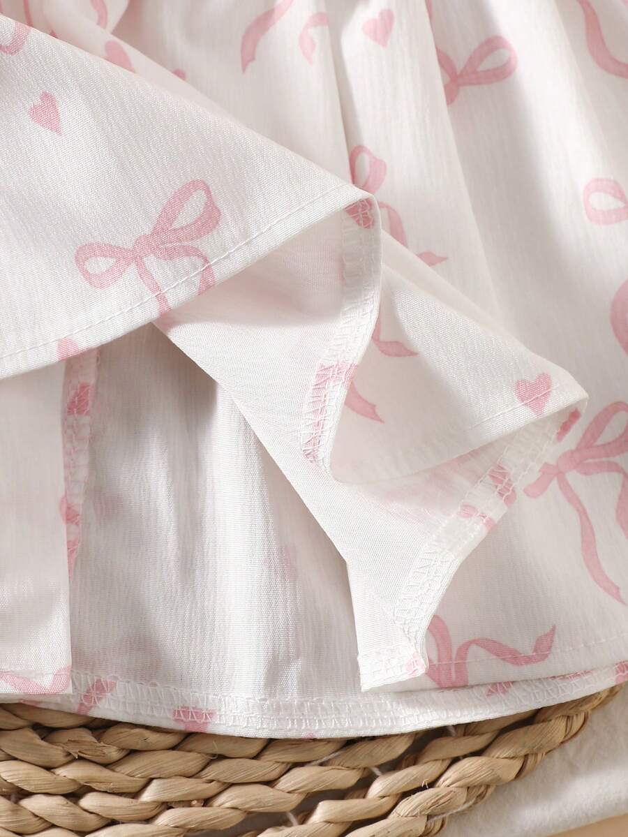 Baby Lace Collar Pink Bow Dress for Elegant Retro Summer Wear