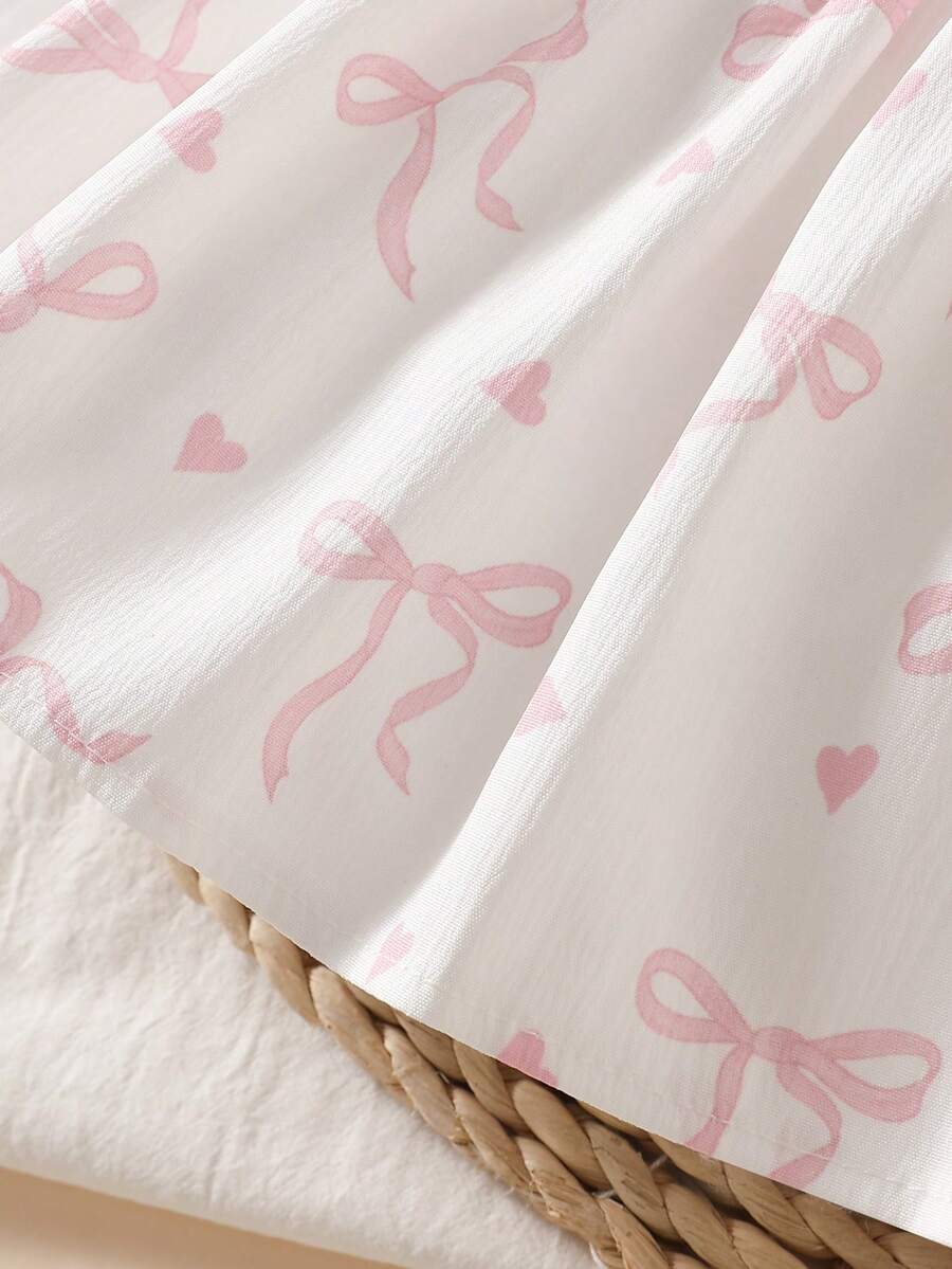 Baby Lace Collar Pink Bow Dress for Elegant Retro Summer Wear