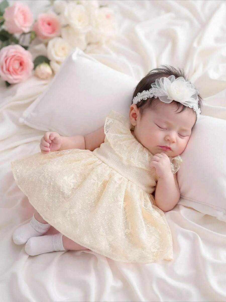 Baby Lace Collar Mesh Dress for Spring and Summer Celebrations and Photoshoots
