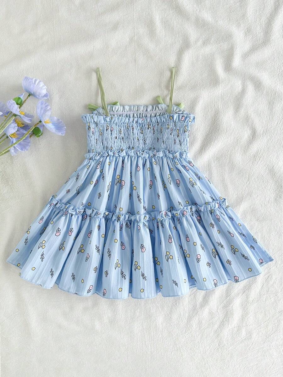Infant Girls 3D Tulip Ditsy Floral Dress for Summer Vacation