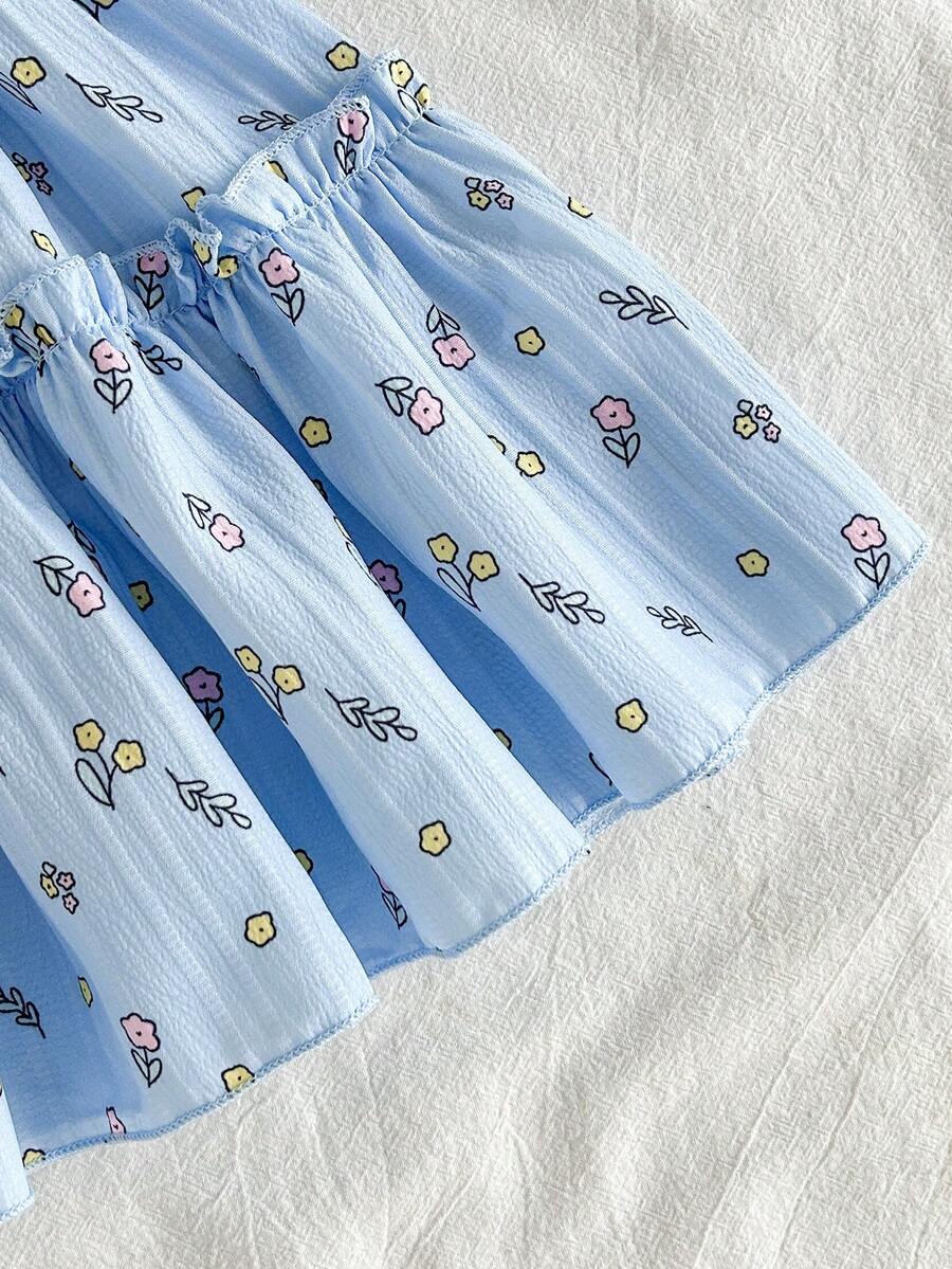 Infant Girls 3D Tulip Ditsy Floral Dress for Summer Vacation
