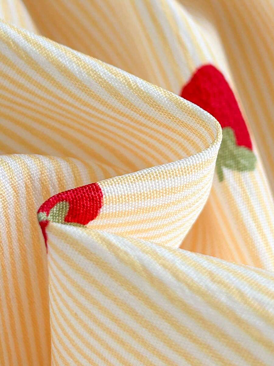 Baby Cherry Print Sleeveless Dress and Red Hat Set for Cute Summer Outings