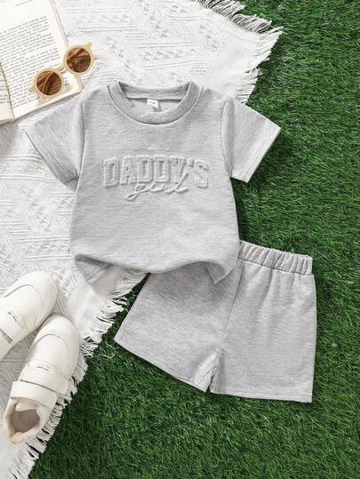 Classic Everyday Shorts Set For Baby Girls With Daddy's Girl T Shirt