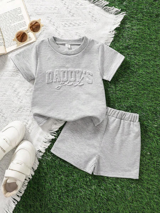 Classic Everyday Shorts Set For Baby Girls With Daddy's Girl T Shirt