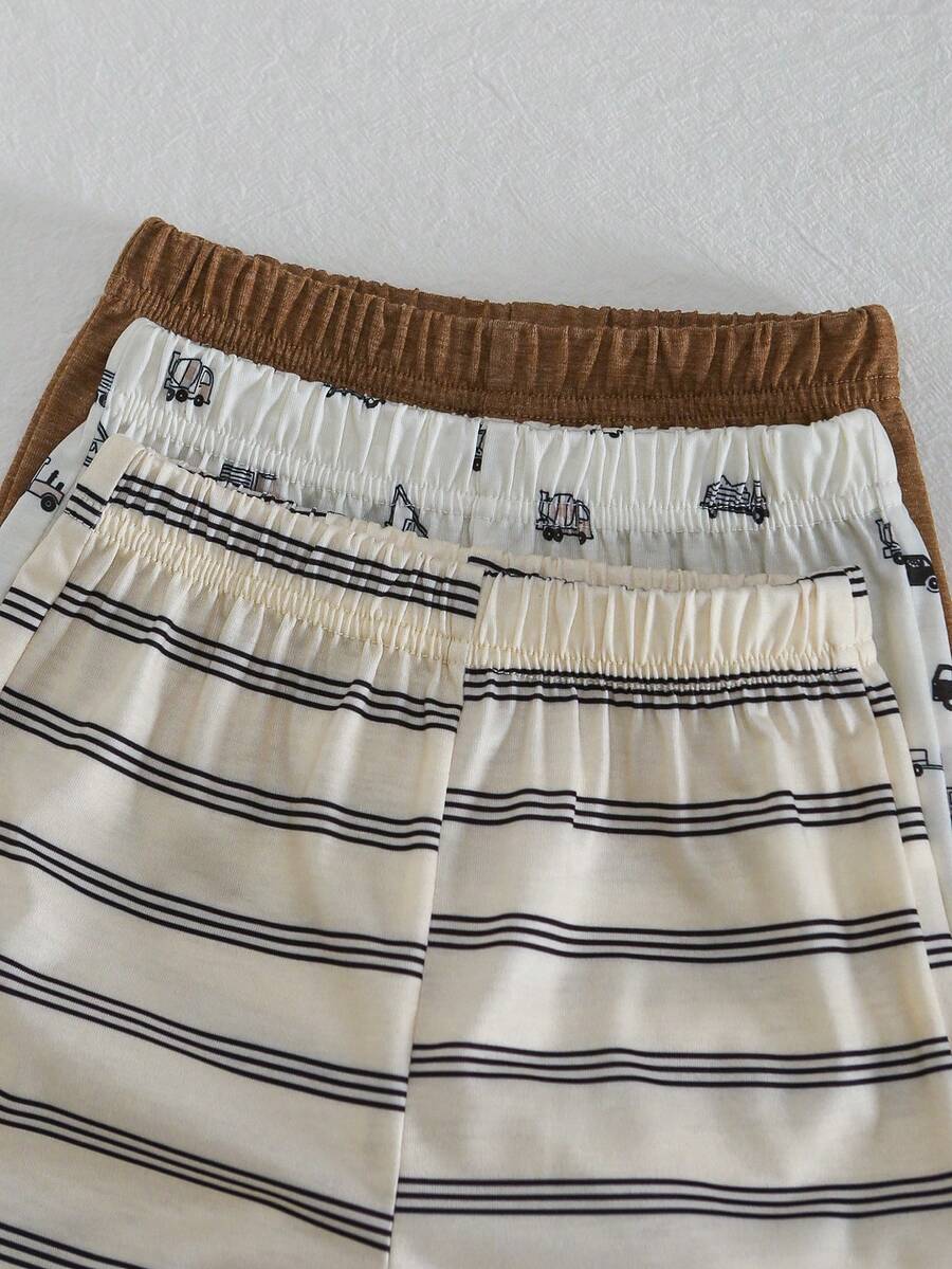 Infant Toddler Boys' Summer Outfit: Striped Waffle Tee and Letter Patch Shorts