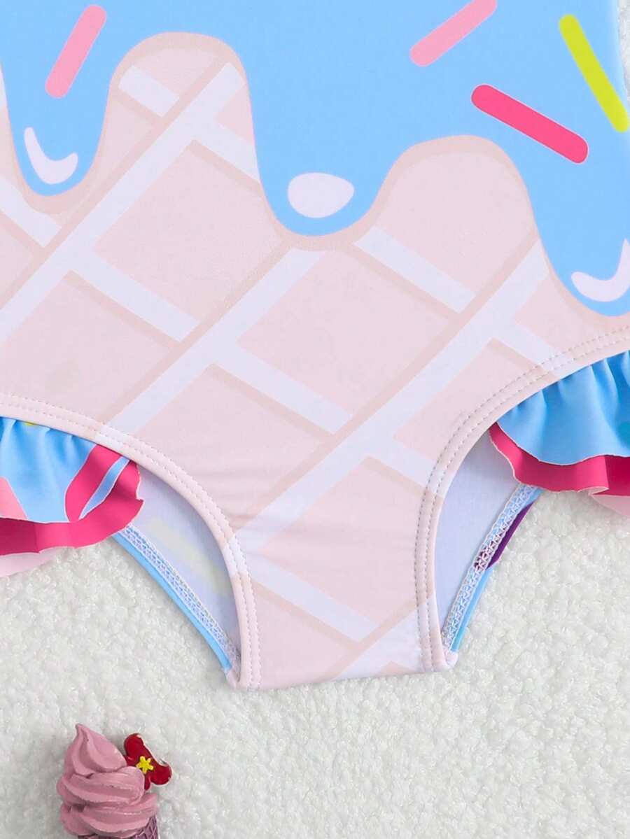 Baby Girls Bow Decor One Piece Swimsuit Cute Beach Vacation Swimwear