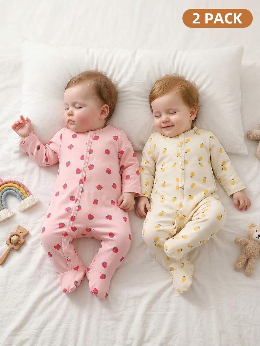 2PCS Baby Elephant Print Long Sleeve Romper Set for Cozy Autumn and Winter Wear