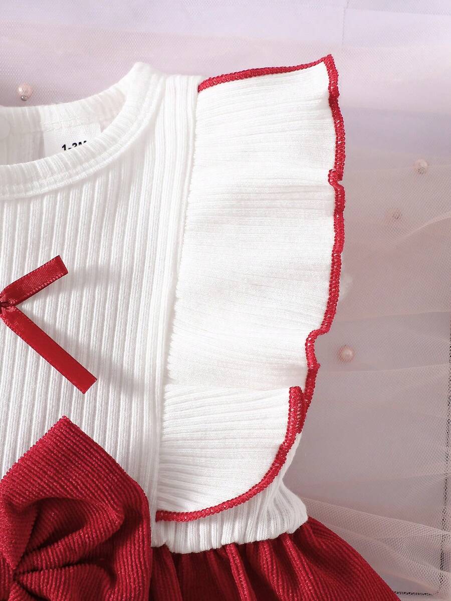 Baby Lace Collar Pink Bow Dress for Elegant Retro Summer Wear