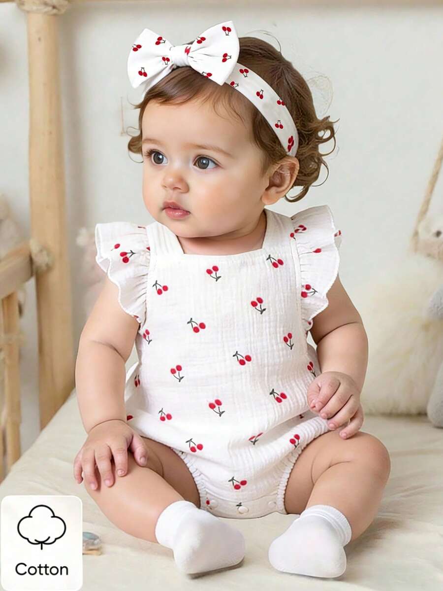 Baby Floral Print Sleeveless Jumpsuit for Casual Summer Daily Wear and Outings