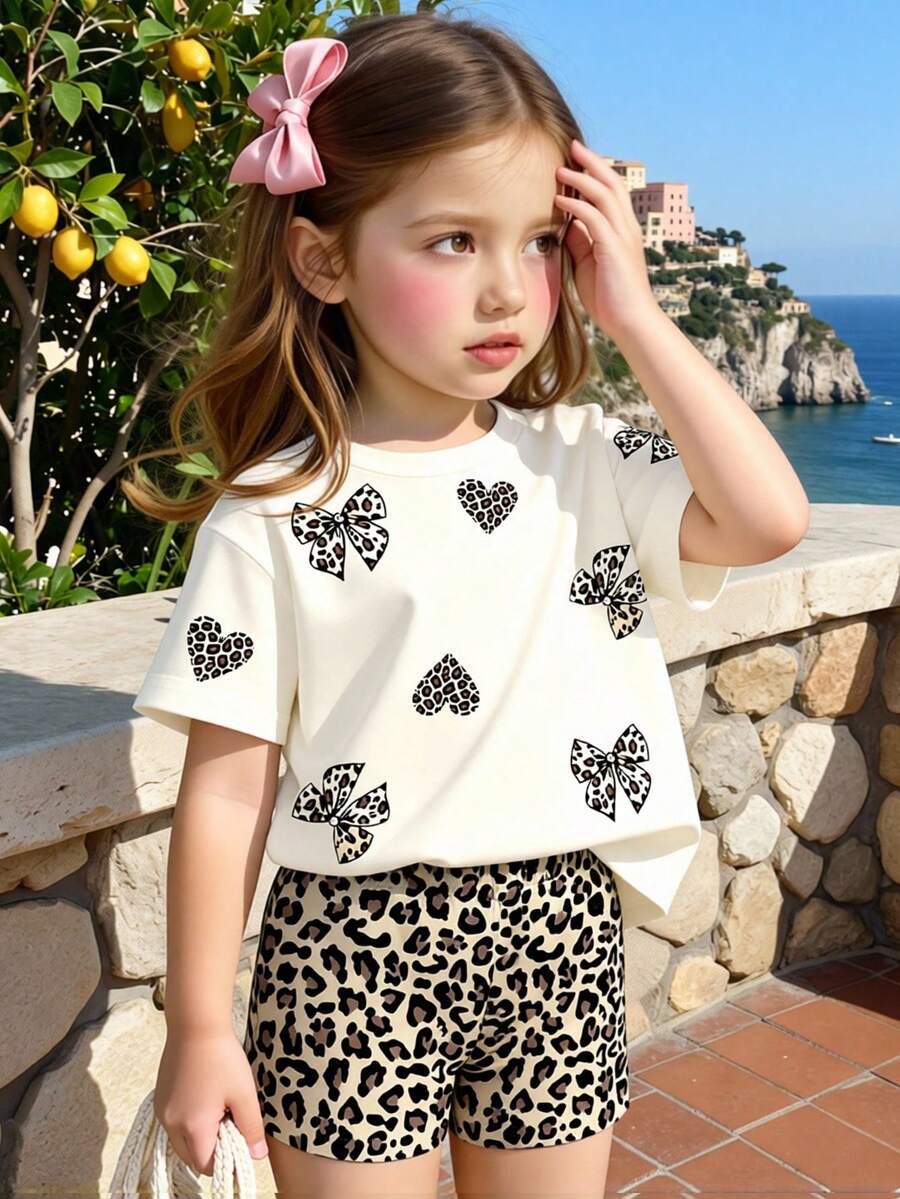 Vacation Ready Floral Print Set For Baby Girls With Tee And Shorts