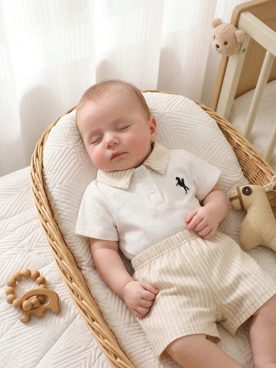 Newborn Baby Boy Funny Wild Animal Print Shirt and Shorts 2-Piece Summer Set