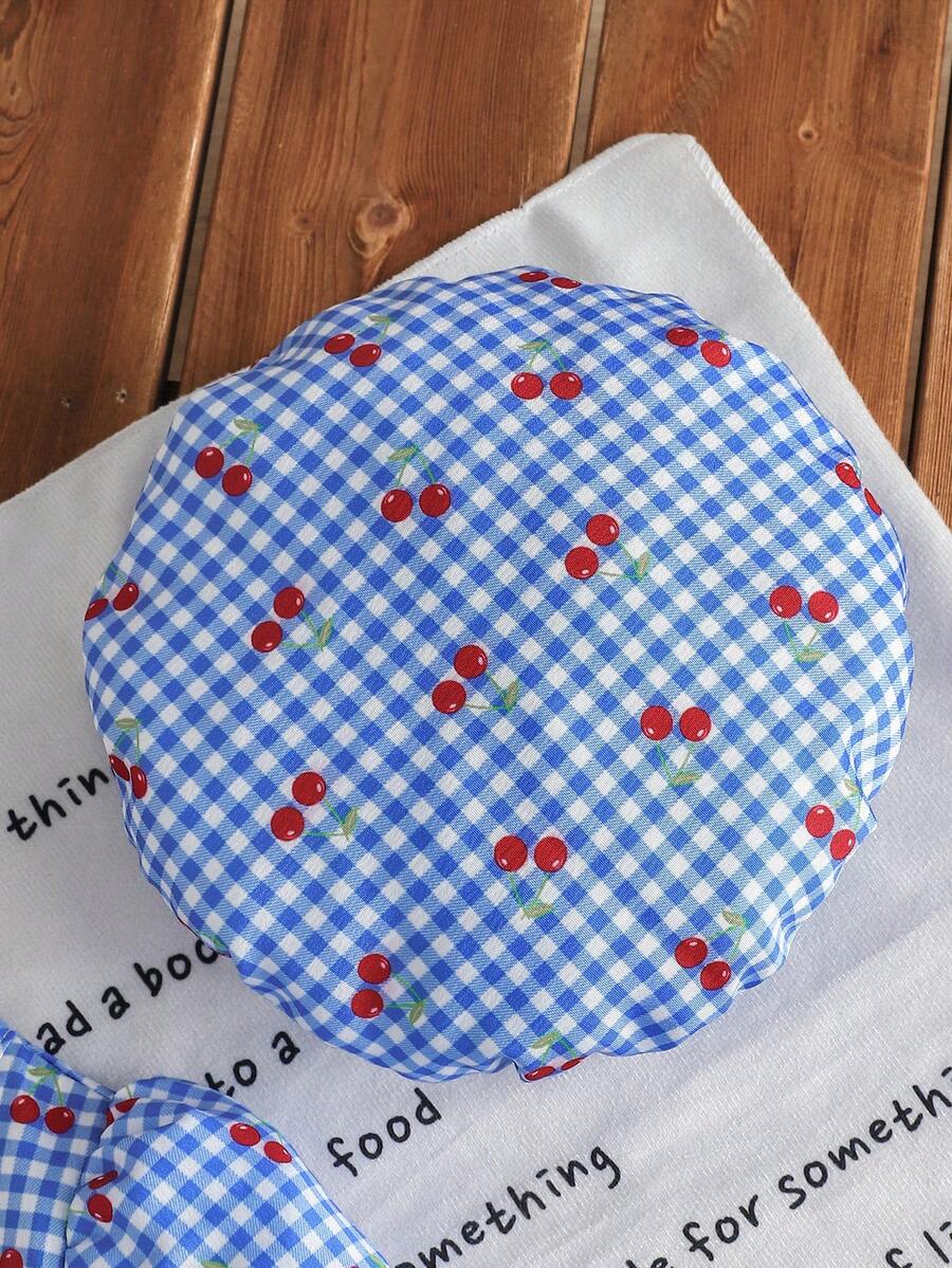 Baby Girls Cherry Plaid Dress And Beret Hat Set Cute Summer Vacation Outfit