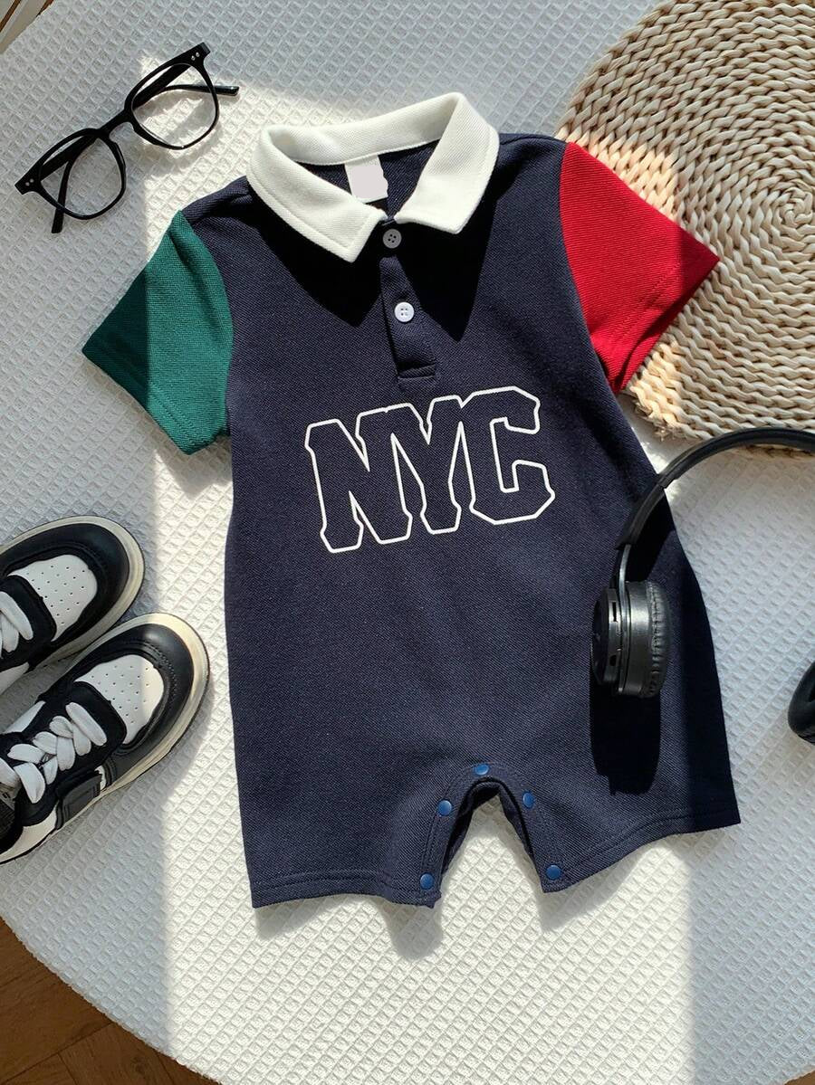 Baby Boy Plaid Short Sleeve Romper Formal Summer Outfit for Birthday Party Christening and Special Occasions