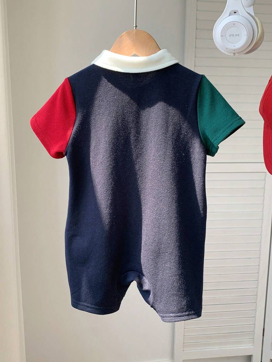 Baby Boy Plaid Short Sleeve Romper Formal Summer Outfit for Birthday Party Christening and Special Occasions