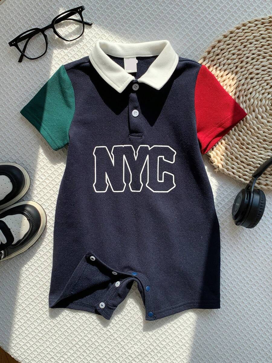 Baby Boy Plaid Short Sleeve Romper Formal Summer Outfit for Birthday Party Christening and Special Occasions
