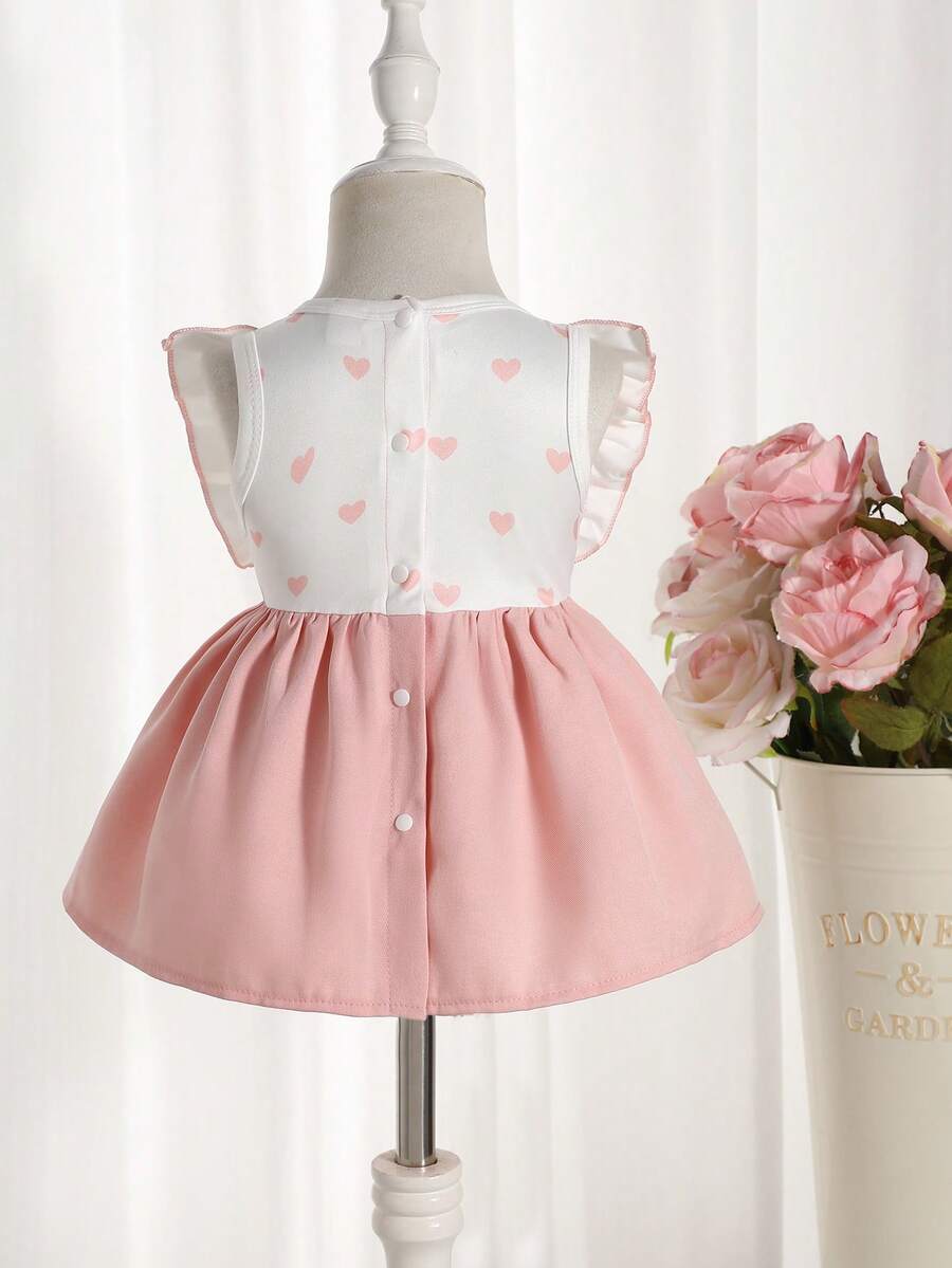 Baby Lace Collar Pink Bow Dress for Elegant Retro Summer Wear