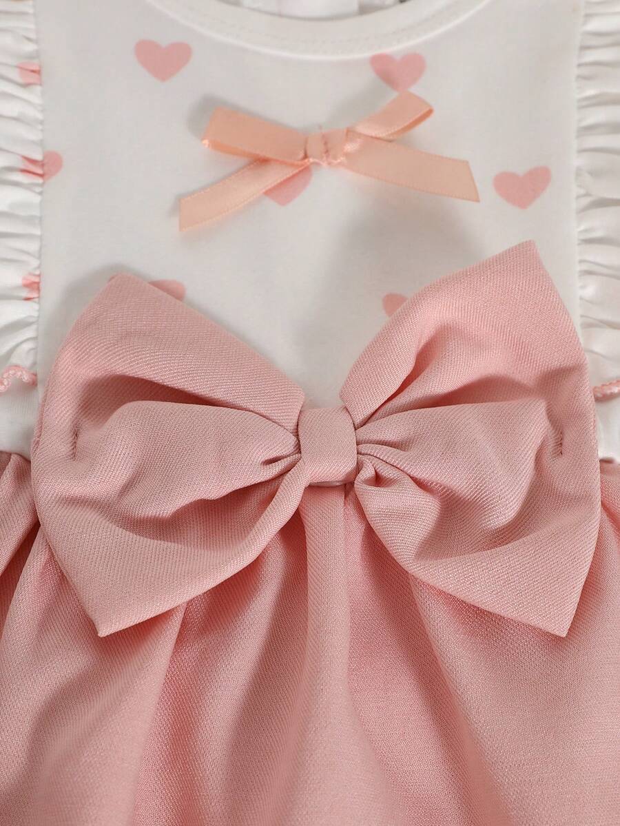 Baby Lace Collar Pink Bow Dress for Elegant Retro Summer Wear