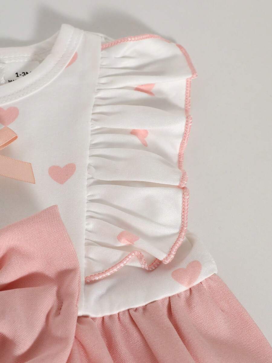 Baby Lace Collar Pink Bow Dress for Elegant Retro Summer Wear