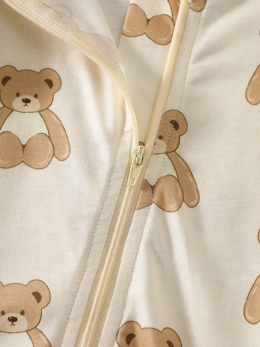 2PCS Baby Elephant Print Long Sleeve Romper Set for Cozy Autumn and Winter Wear