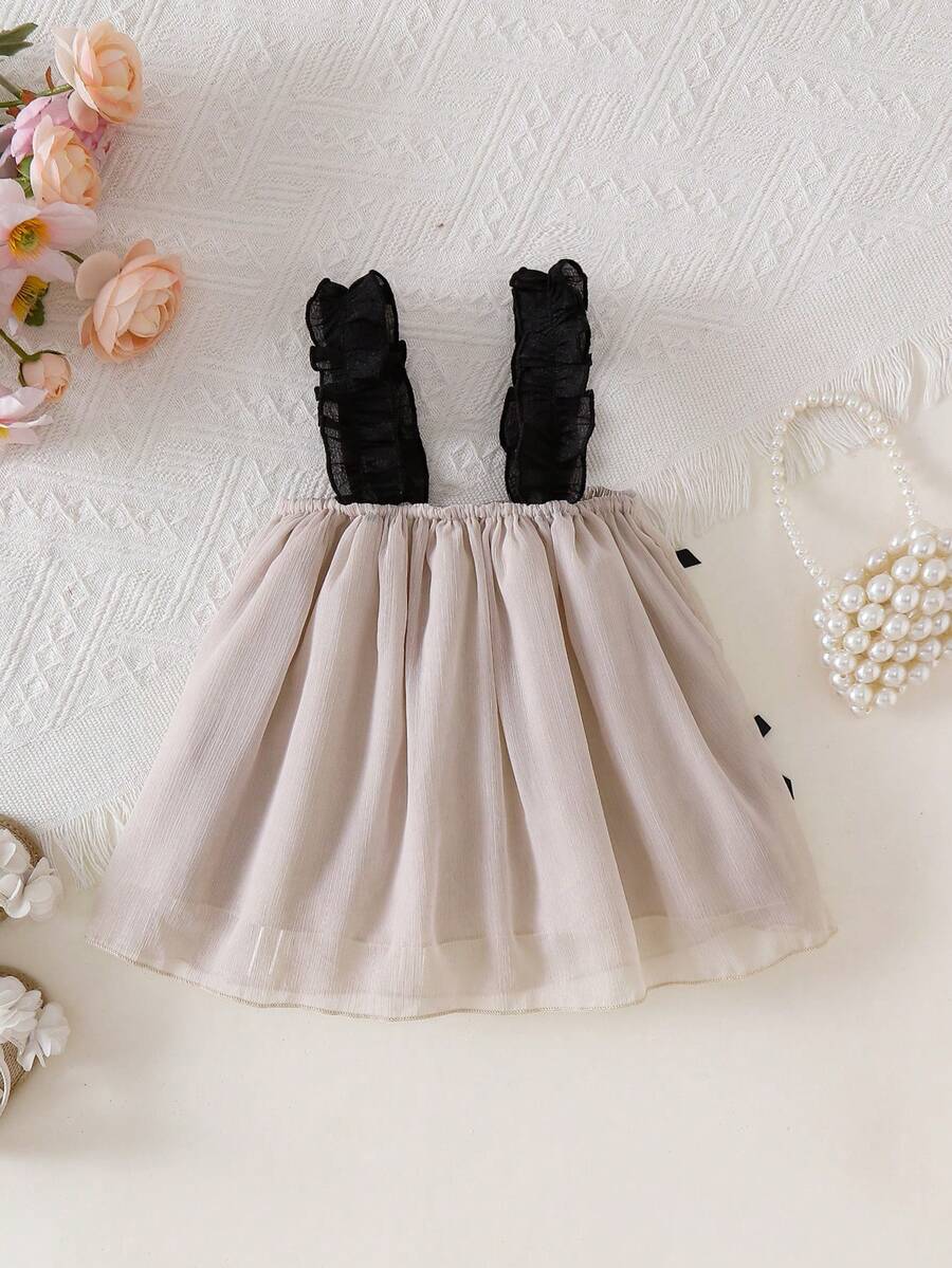 Baby Girl Butterfly Appliques Mesh Overlay Princess Dress for Birthday Party