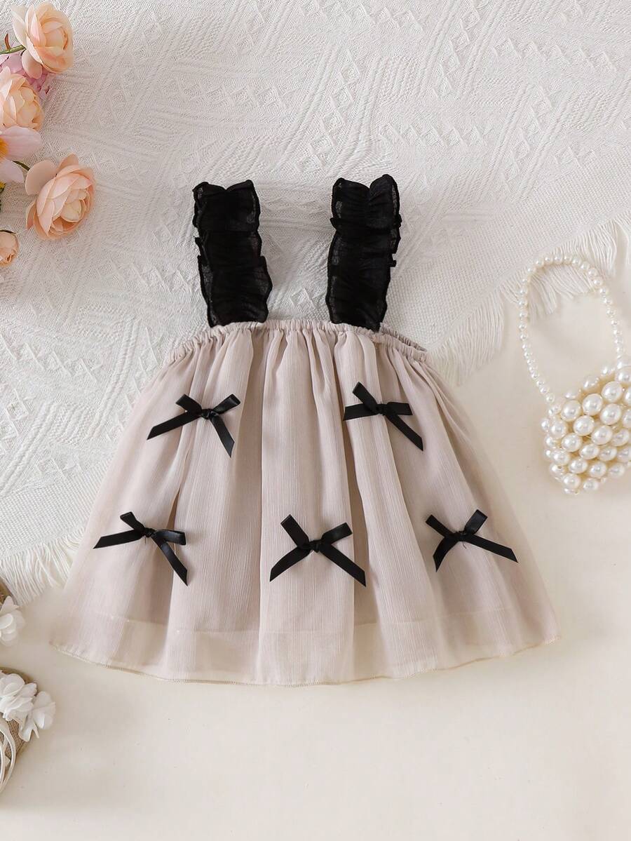 Baby Girl Butterfly Appliques Mesh Overlay Princess Dress for Birthday Party