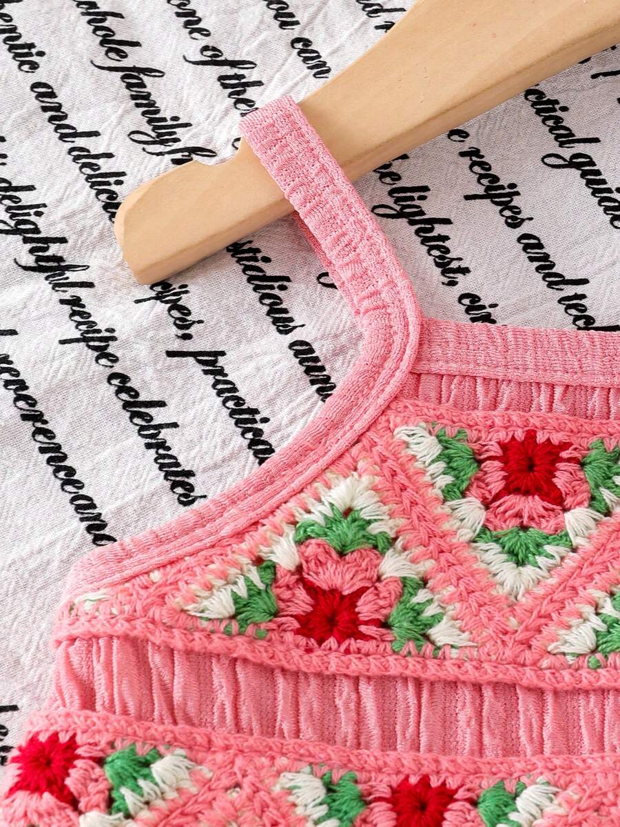 Delicate Strap Top And Solid Pants Set For Toddler Girls Casual Outfit