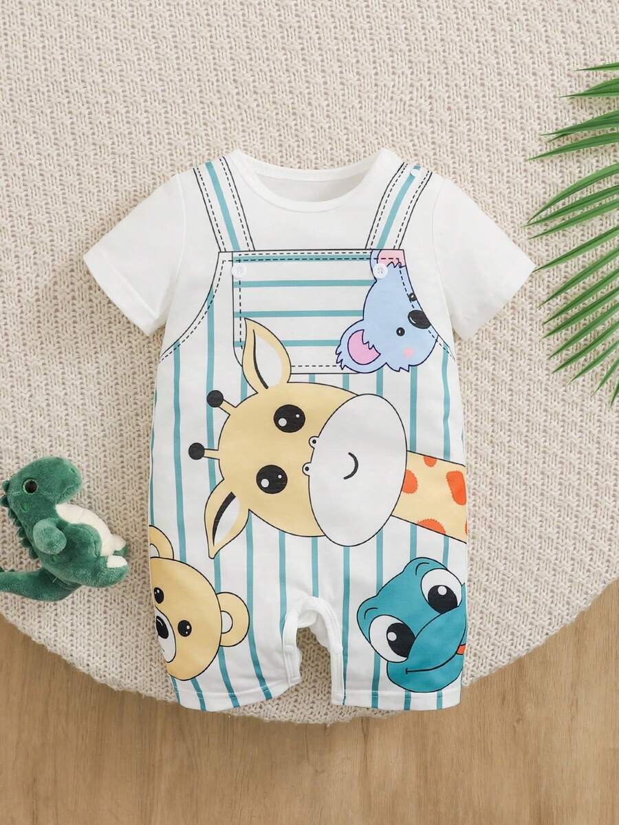 Baby Boy Cute Animal Party Print One Piece Pants Casual Soft Everyday Outfit