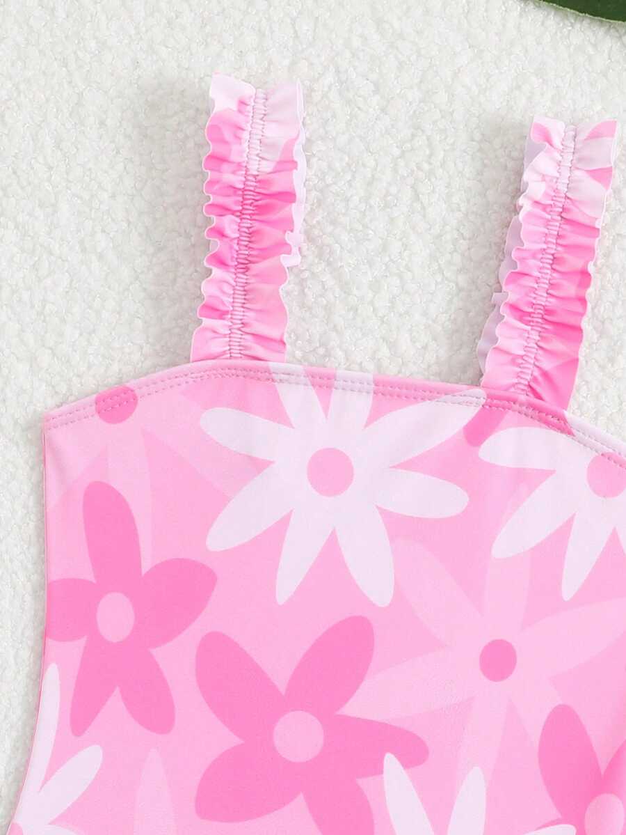 Baby Girls Floral Swimsuit And Coverup Skirt Set Tropical Beach Vacation Swimwear